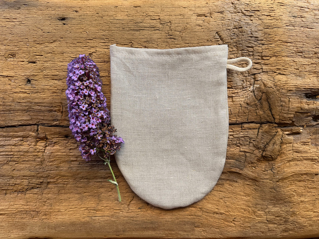 Leinen-Waschhandschuh braun